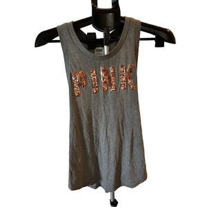 VICTORIA’S SECRET PINK GRAY AND ROSE GOLD SEQUINS TANK TOP